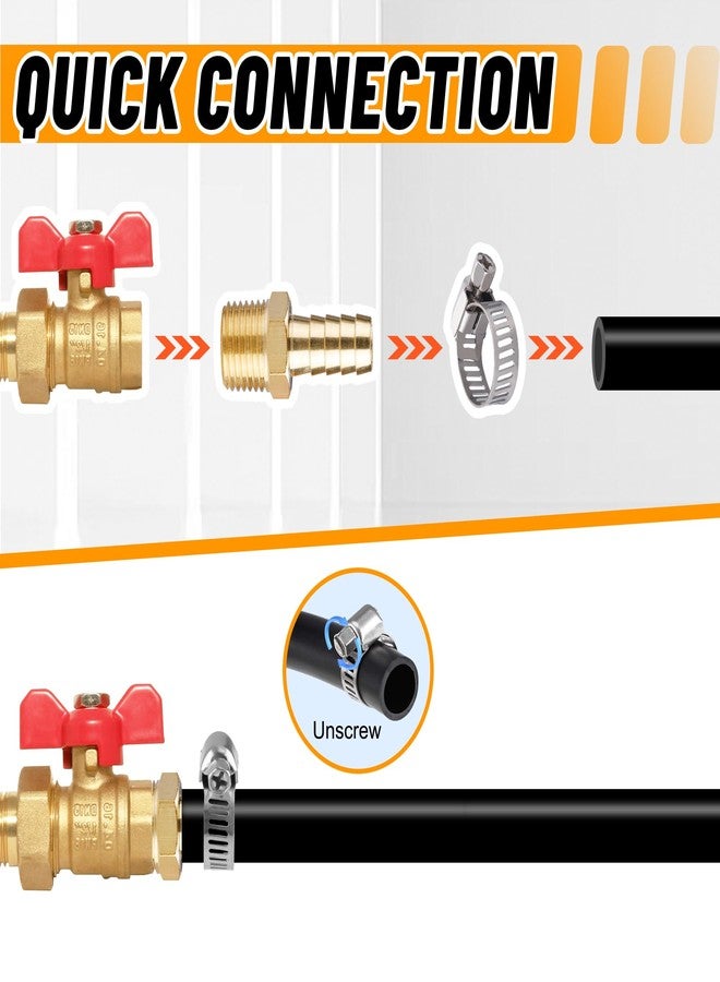 Ailbiuko 22Pcs Brass Hose Fittings, 3/8" Barb to 1/4" NPT, 1/4" Barb to 1/4" NPT Male, 1/8" 1/4" 3/8" 1/2" Barbed Air Hose Kit with 44Pcs Pipe Hose Clamps - Image 5